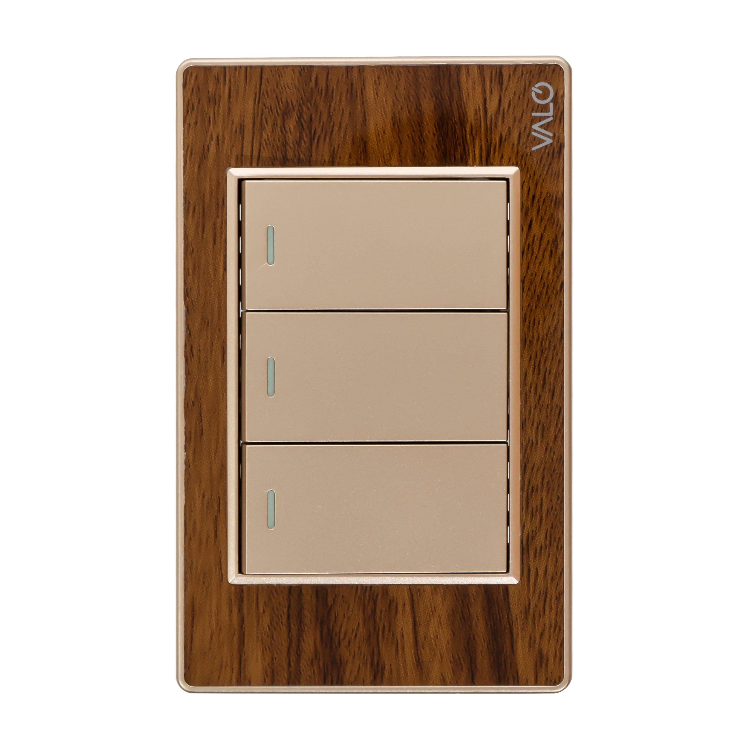 VALO | Placa Tres Interruptores Escalera Madera