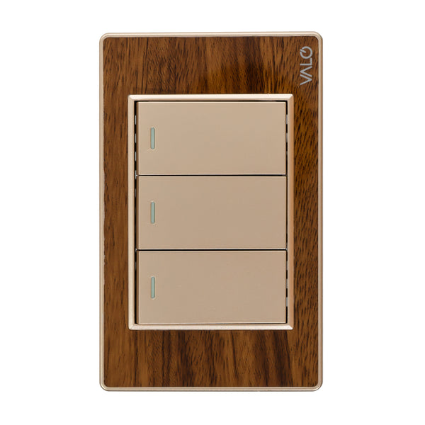 VALO | Placa Tres Interruptores Escalera Madera