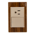 VALO | Placa con Interruptor y clavija acabado en acrílico color madera