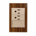 VALO | Placa con un Interruptor y dos Clavijas Escalera Madera