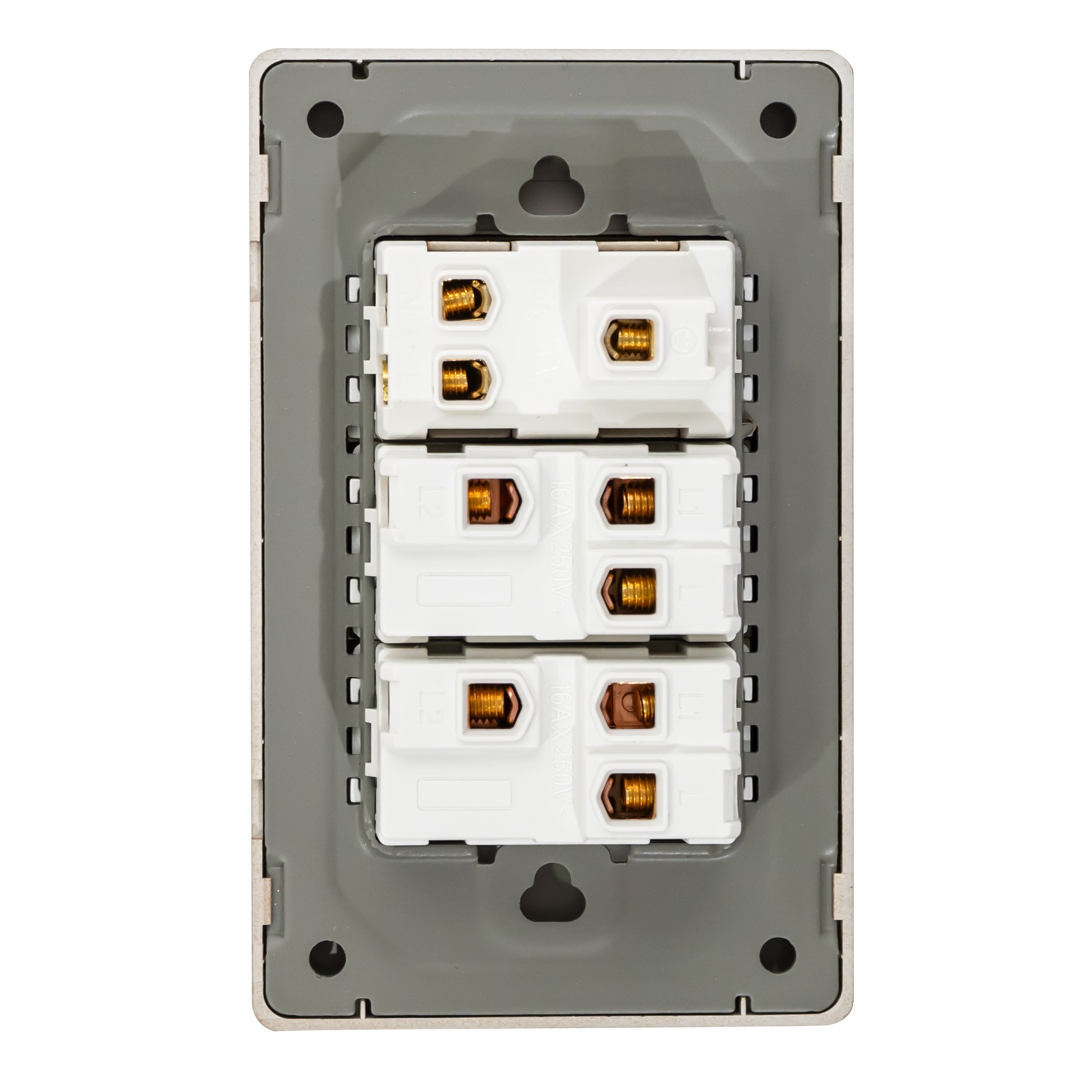 VALO | Placa con dos Interruptores y una Clavija Escalera Madera