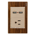 VALO | Placa con dos entradas USB y Clavija con terminado de Madera