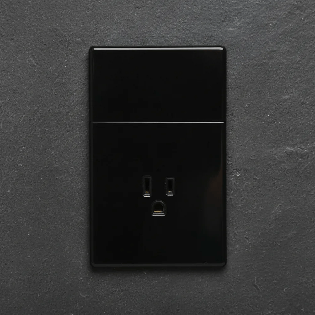 VALO | Placa Con un Interruptor y un Contacto Slim Cristal Negro