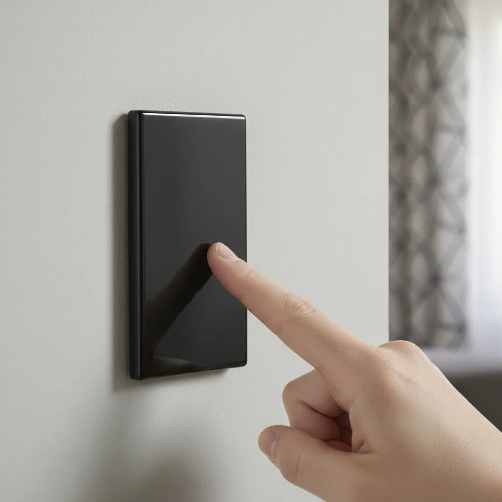 VALO | Placa con un Interruptor Slim Cristal Negro