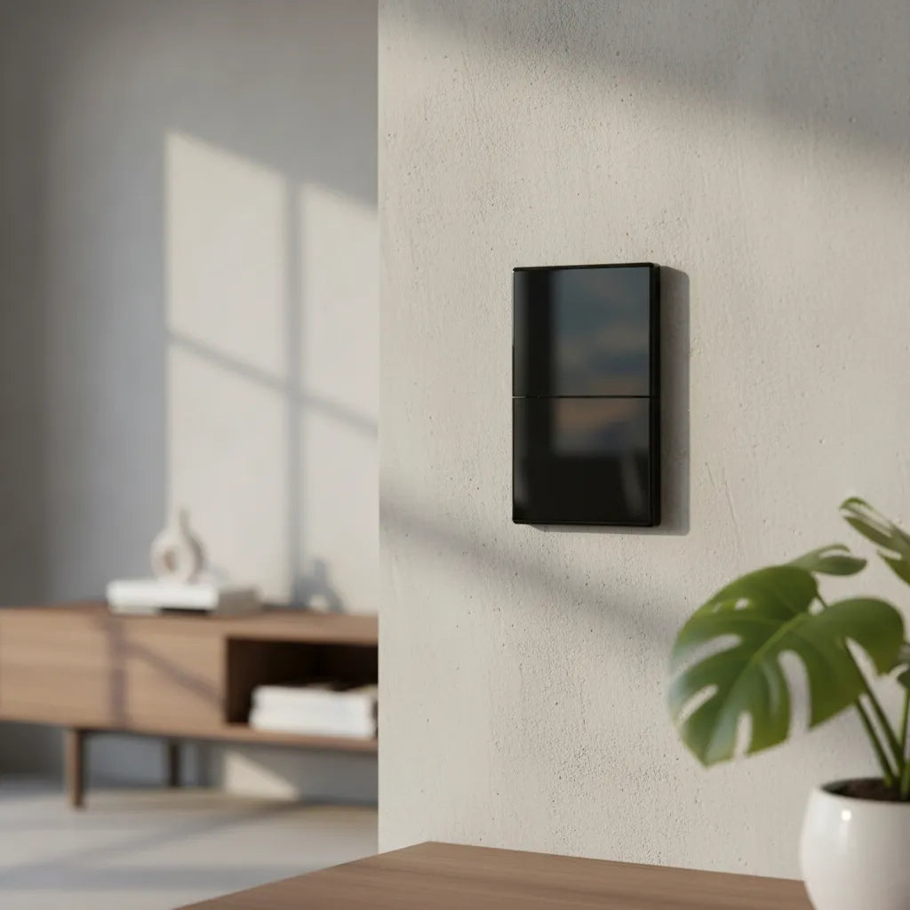 VALO | Placa con dos Interruptores Slim Cristal Negro