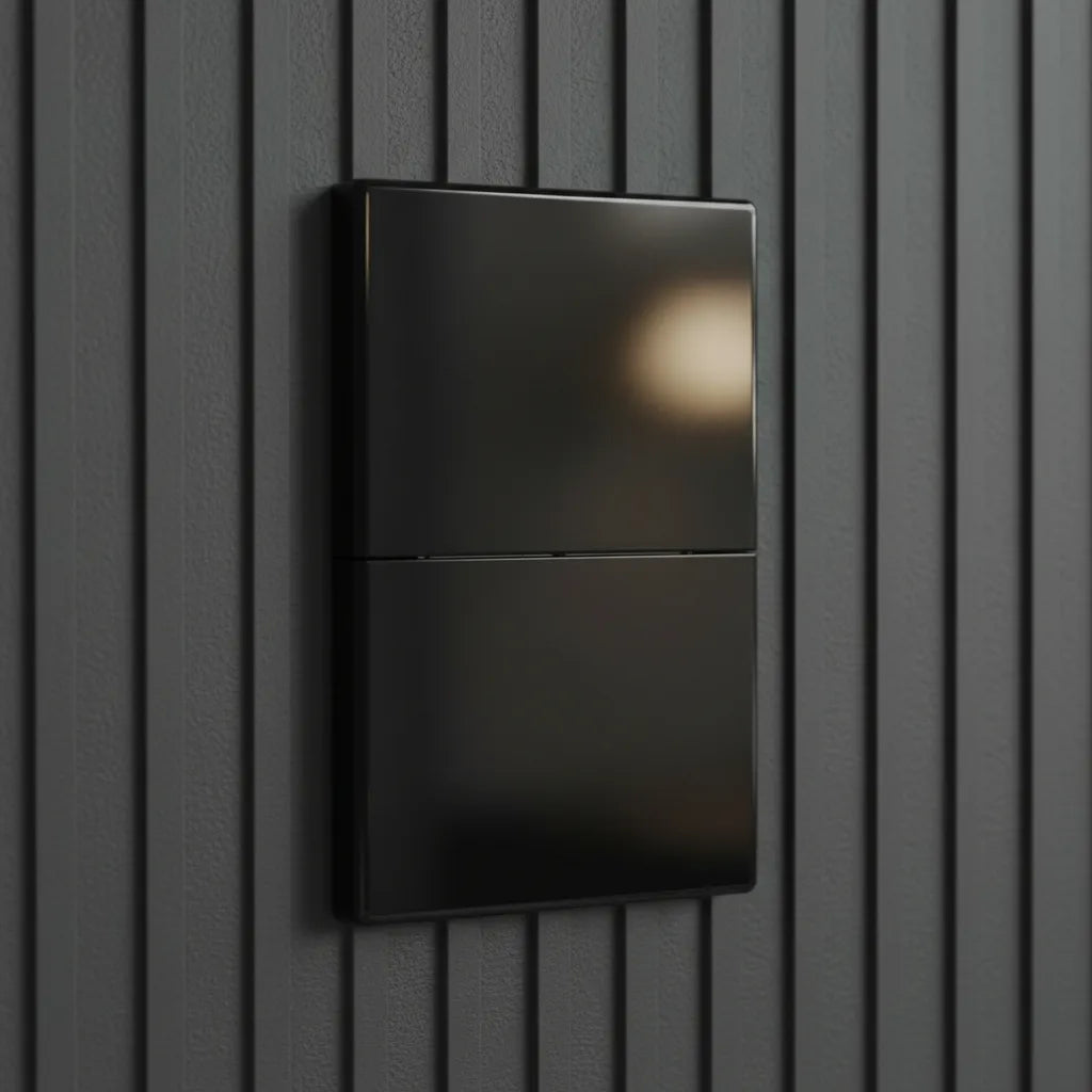 VALO | Placa con dos Interruptores Slim Cristal Negro