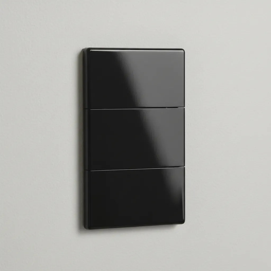 VALO | Placa con tres Interruptores Slim Cristal Negro
