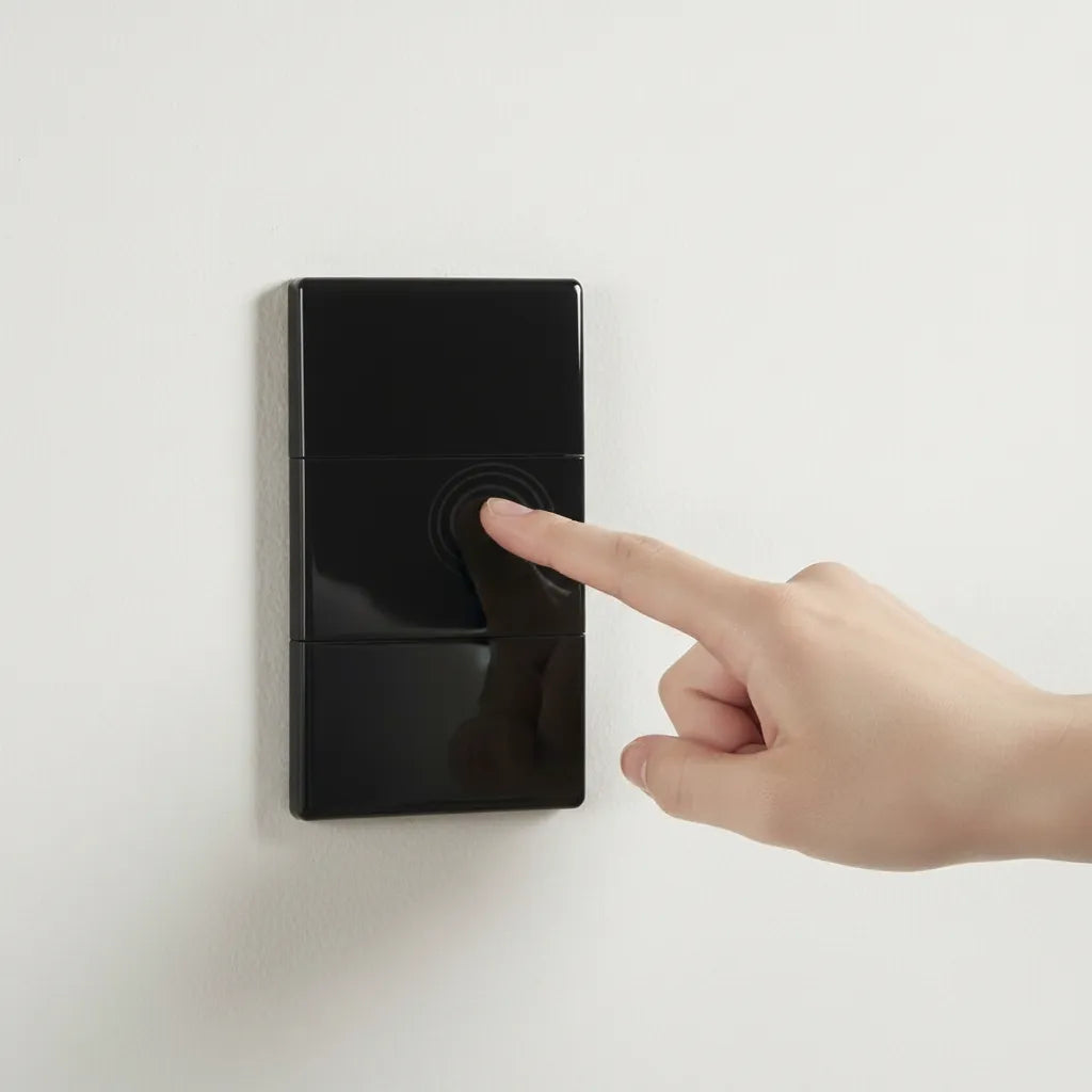 VALO | Placa con tres Interruptores Slim Cristal Negro