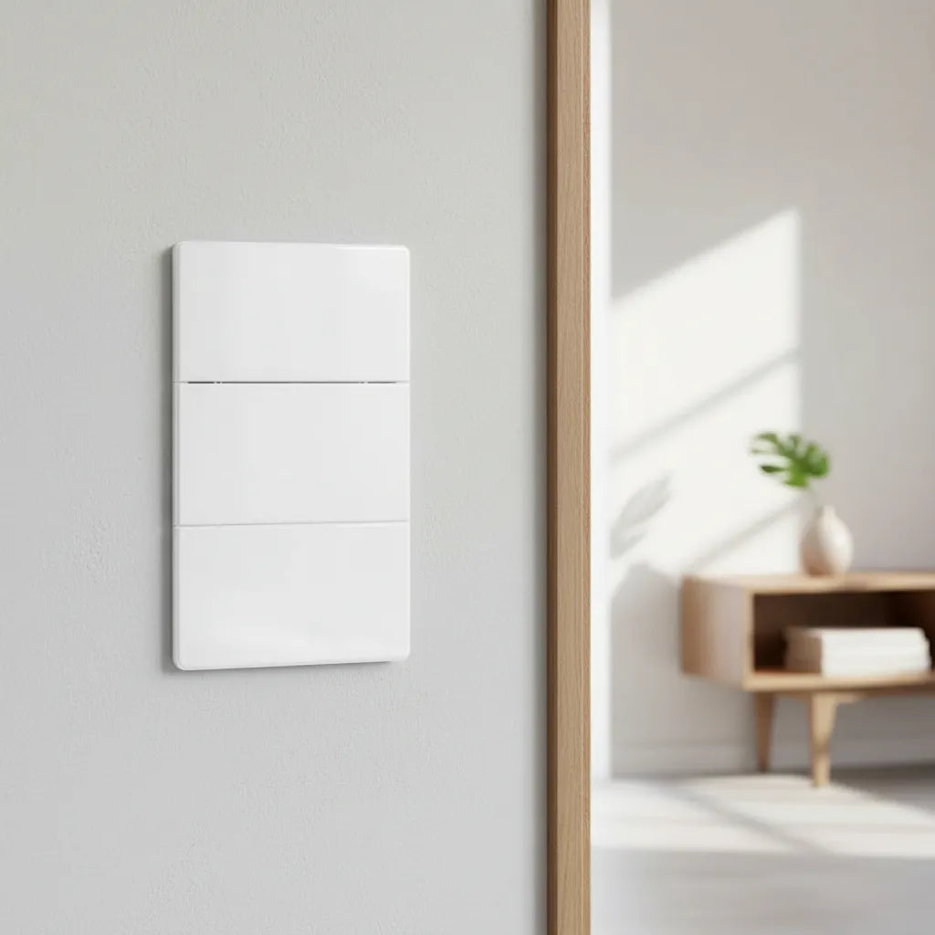 VALO | Placa con tres Interruptores Slim Cristal Blanco