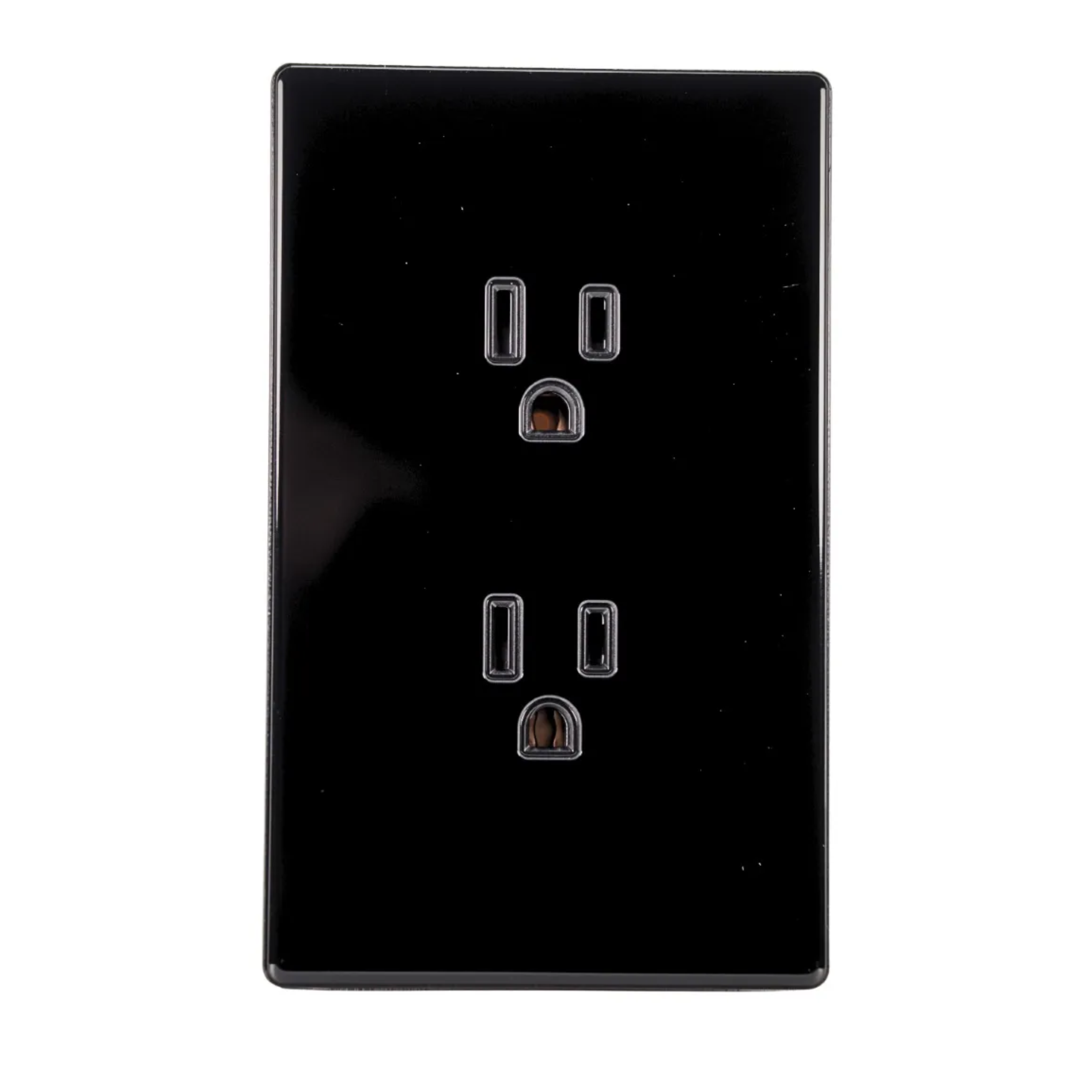 VALO | Placa con Contacto Dúplex Slim Cristal Negro