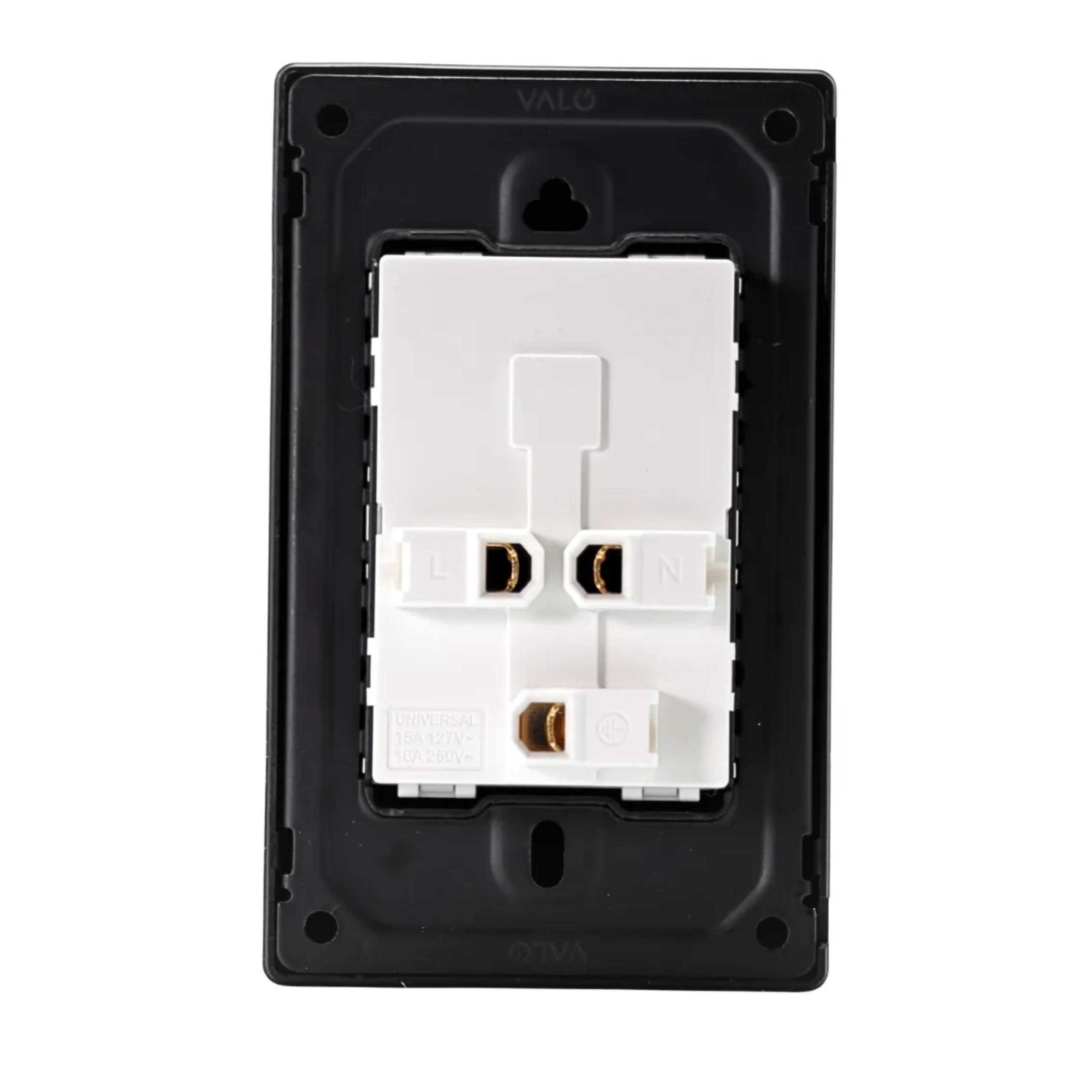 VALO | Placa con Contacto Dúplex Slim Cristal Negro