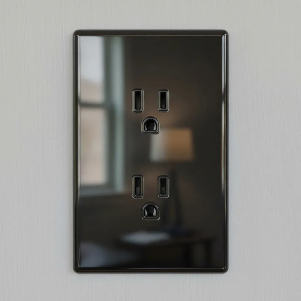 VALO | Placa con Contacto Dúplex Slim Cristal Negro