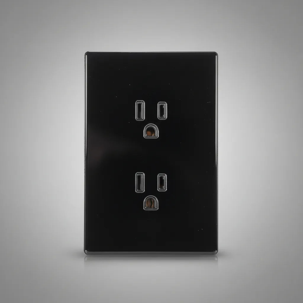 VALO | Placa con Contacto Dúplex Slim Cristal Negro