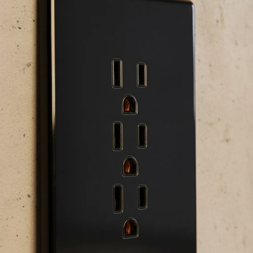 VALO | Placa con tres Contactos Slim Cristal Negro