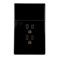 VALO | Placa Con un Interruptor y dos Contactos Slim Cristal Negro