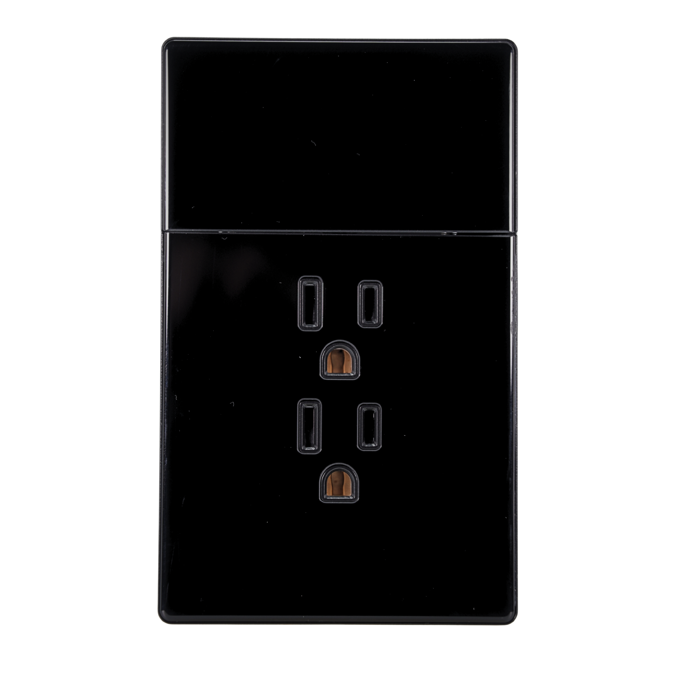 VALO | Placa Con un Interruptor y dos Contactos Slim Cristal Negro
