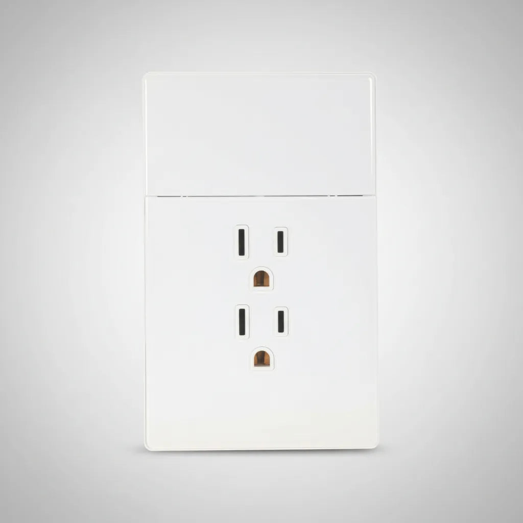 VALO | Placa Con un Interruptor y dos Contactos Slim Cristal blanco
