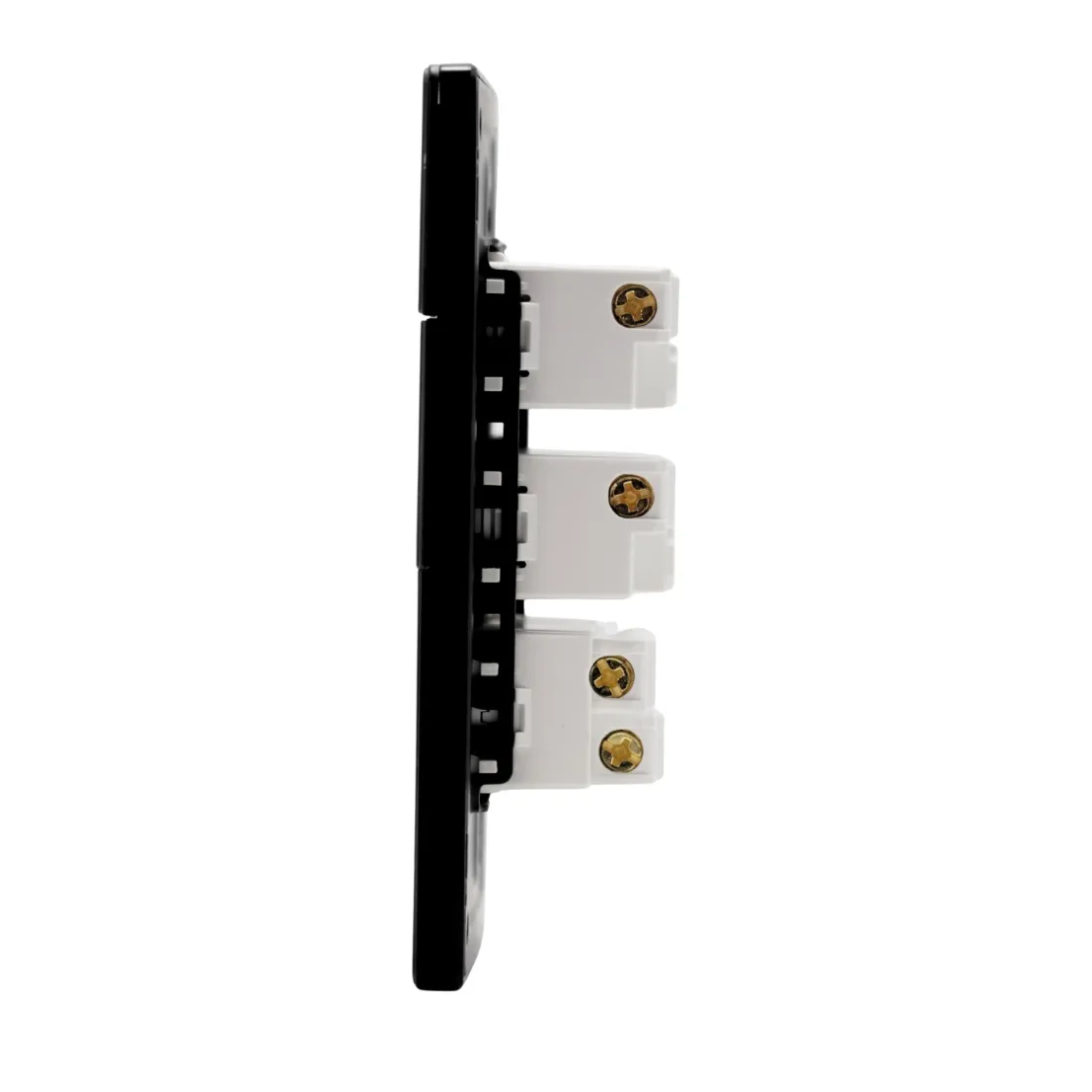 VALO | Placa con dos Interruptores y un Contacto Slim Cristal Negro