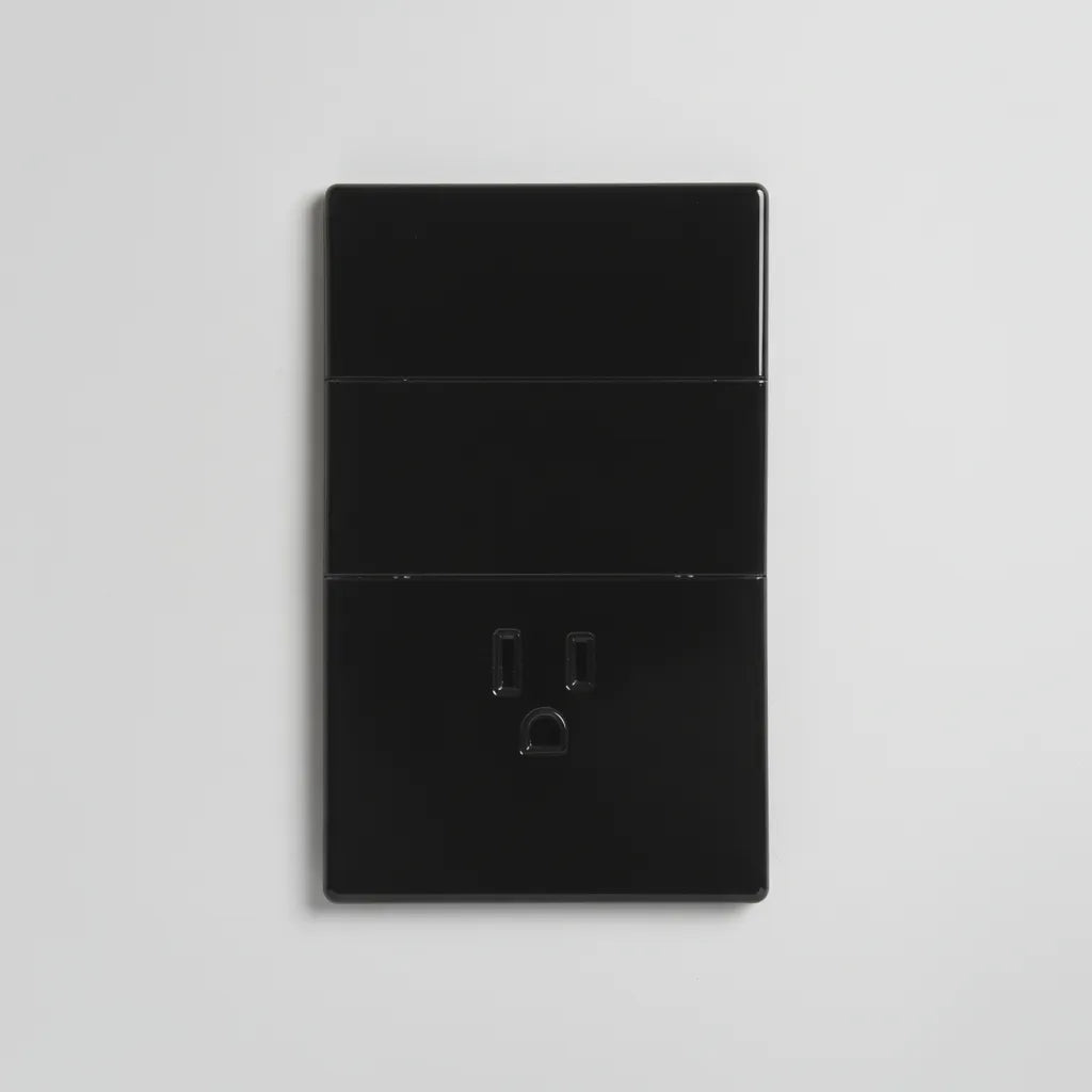 VALO | Placa con dos Interruptores y un Contacto Slim Cristal Negro