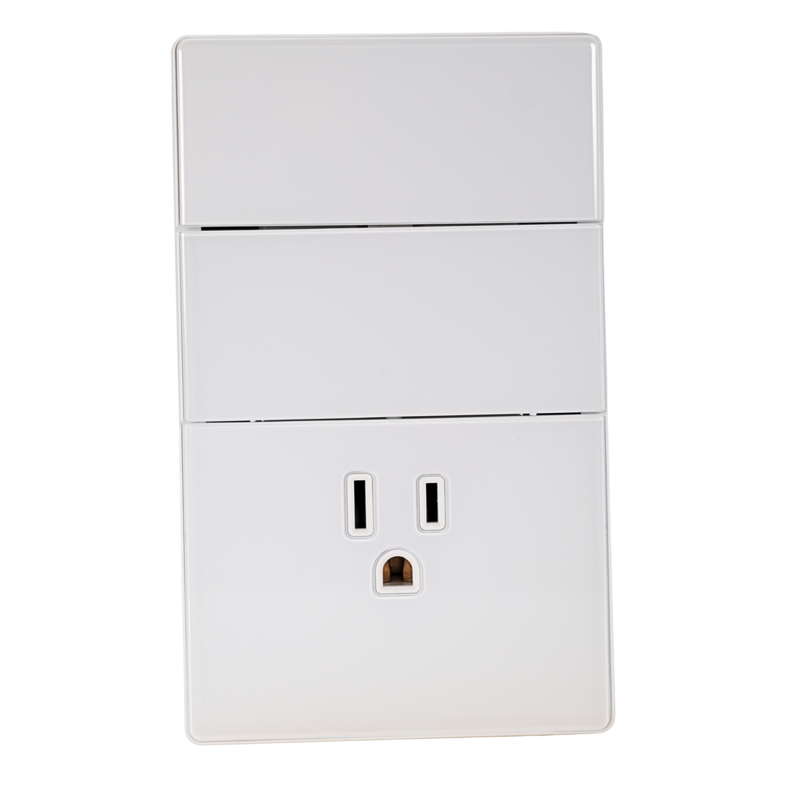 VALO | Placa con dos Interruptores y un Contacto Slim Cristal blanco