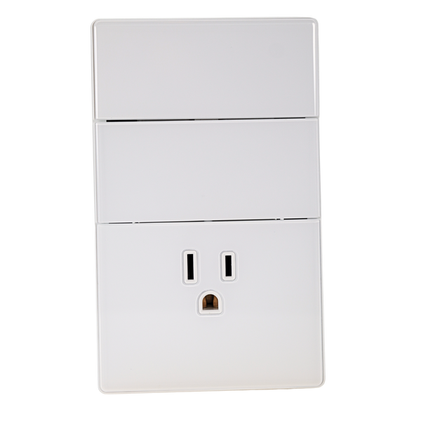 VALO | Placa con dos Interruptores y un Contacto Slim Cristal blanco