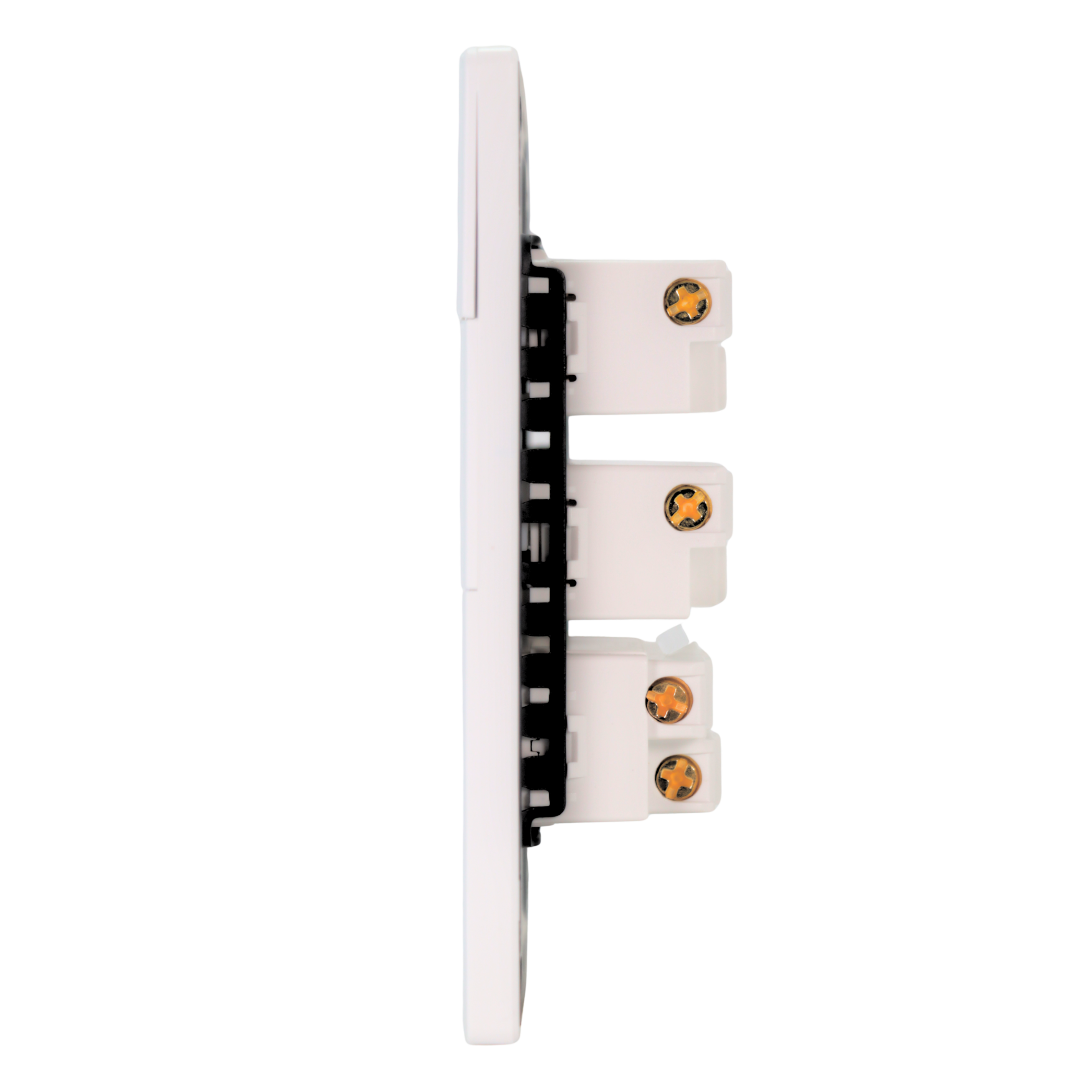 VALO | Placa con dos Interruptores y un Contacto Slim Cristal blanco