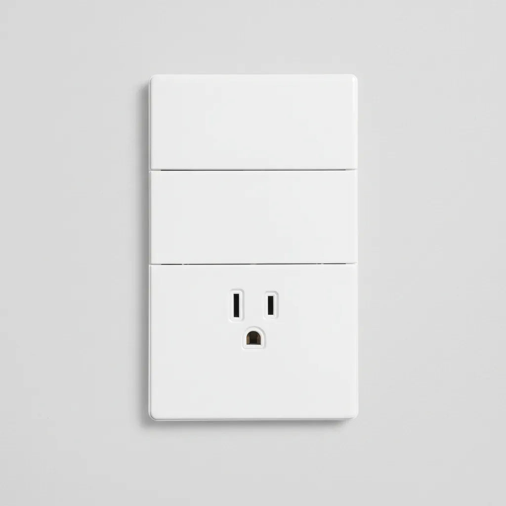 VALO | Placa con dos Interruptores y un Contacto Slim Cristal blanco