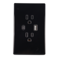 VALO | Placa con Contacto Duplex una Salida USB Y una USB-C Slim Cristal Negro
