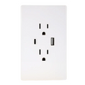 VALO | Placa con Contacto Duplex una Salida USB Y una USB-C Slim Cristal Blanco