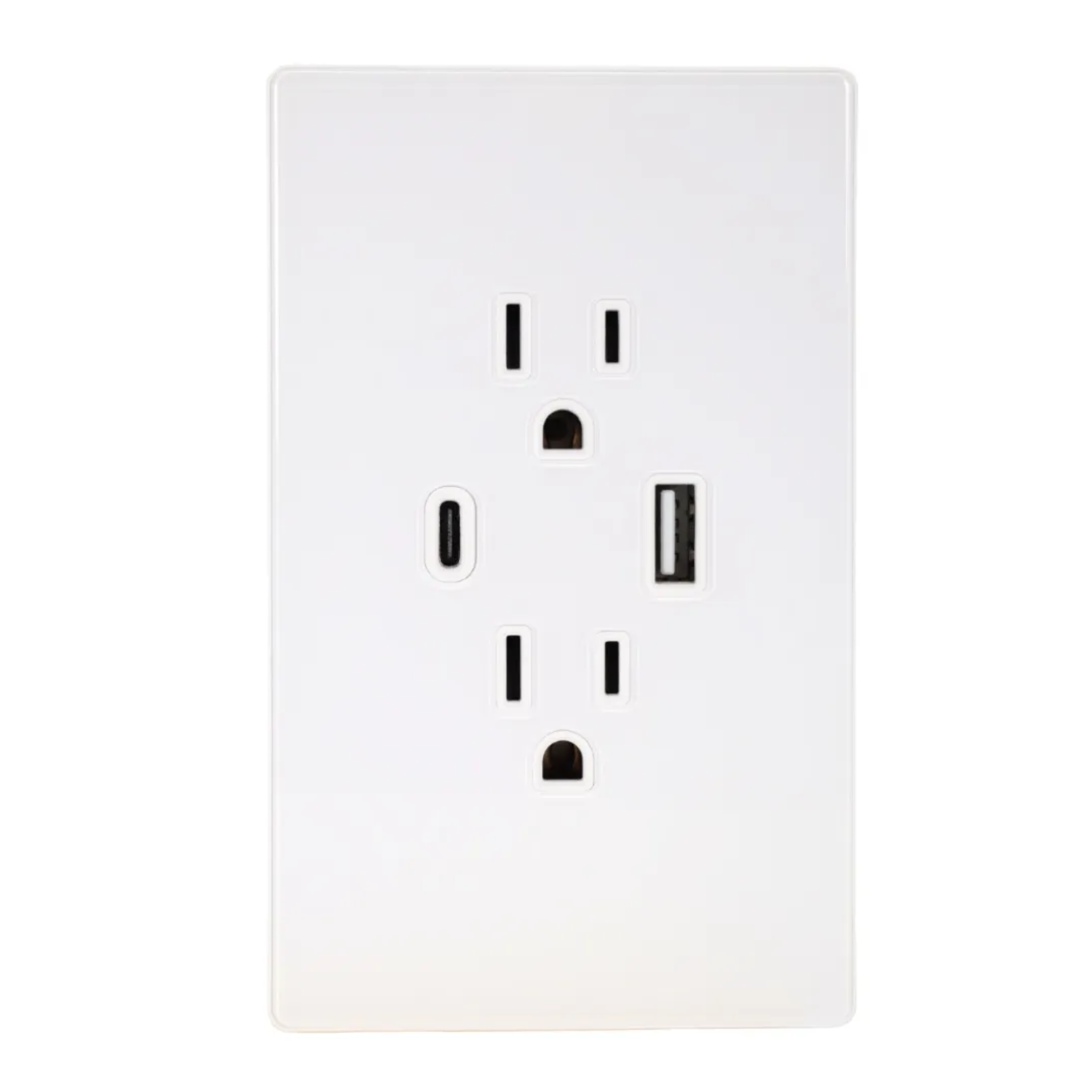 VALO | Placa con Contacto Duplex una Salida USB Y una USB-C Slim Cristal Blanco