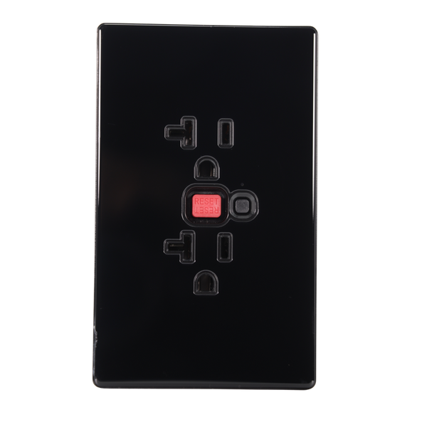 VALO | Placa Con Contacto Por Falla A Tierra Gfci Slim Cristal Negro