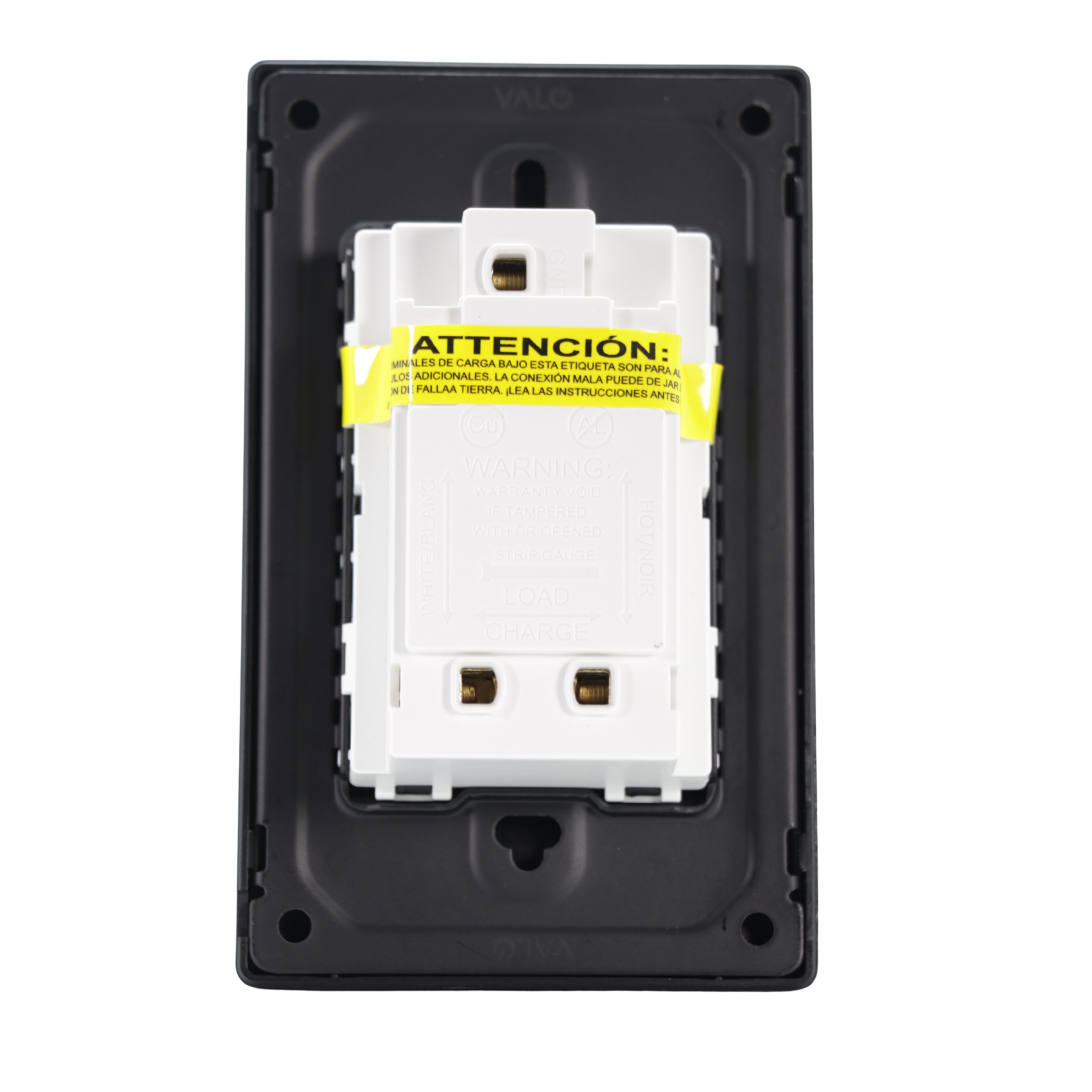 VALO | Placa Con Contacto Por Falla A Tierra Gfci Slim Cristal Negro