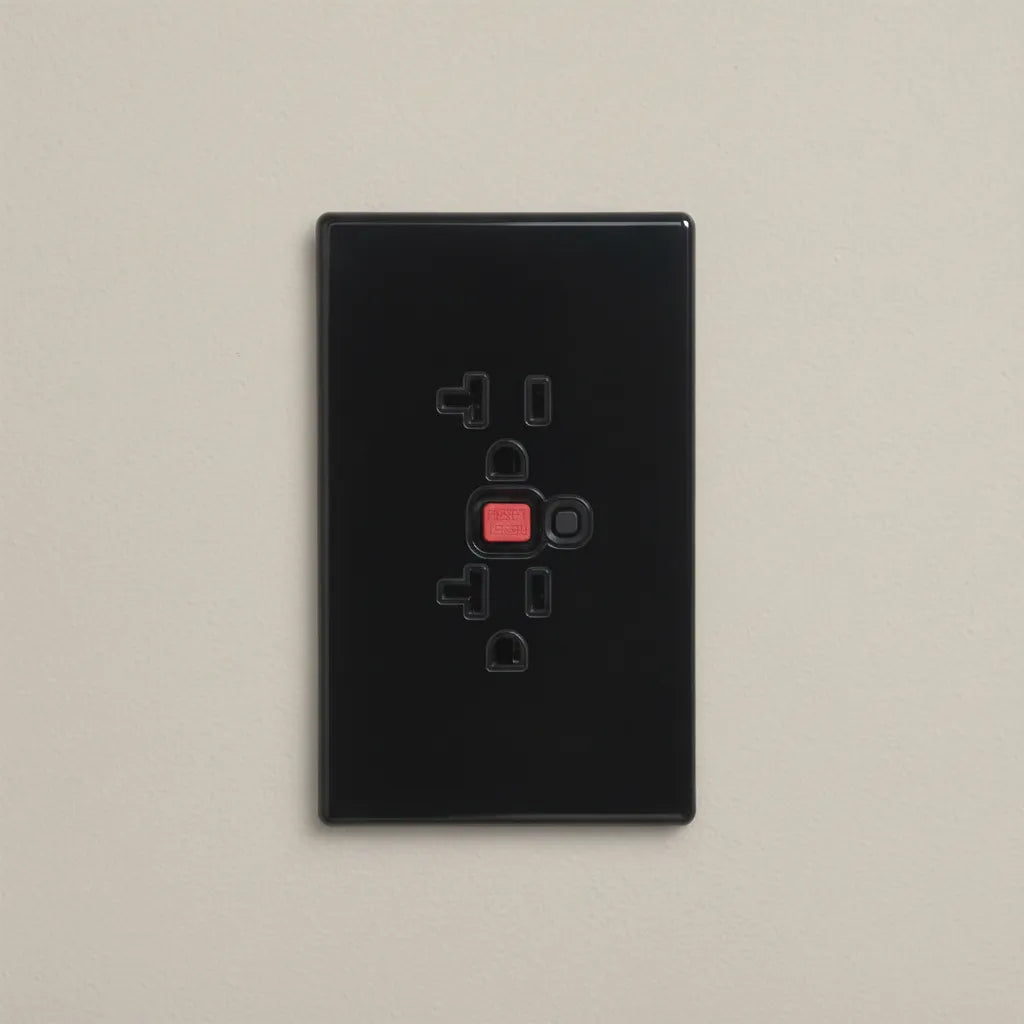 VALO | Placa Con Contacto Por Falla A Tierra Gfci Slim Cristal Negro