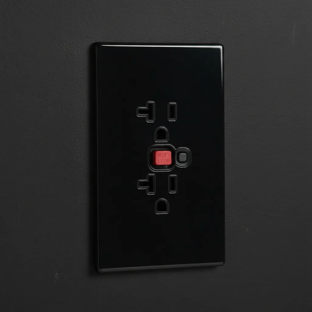 VALO | Placa Con Contacto Por Falla A Tierra Gfci Slim Cristal Negro