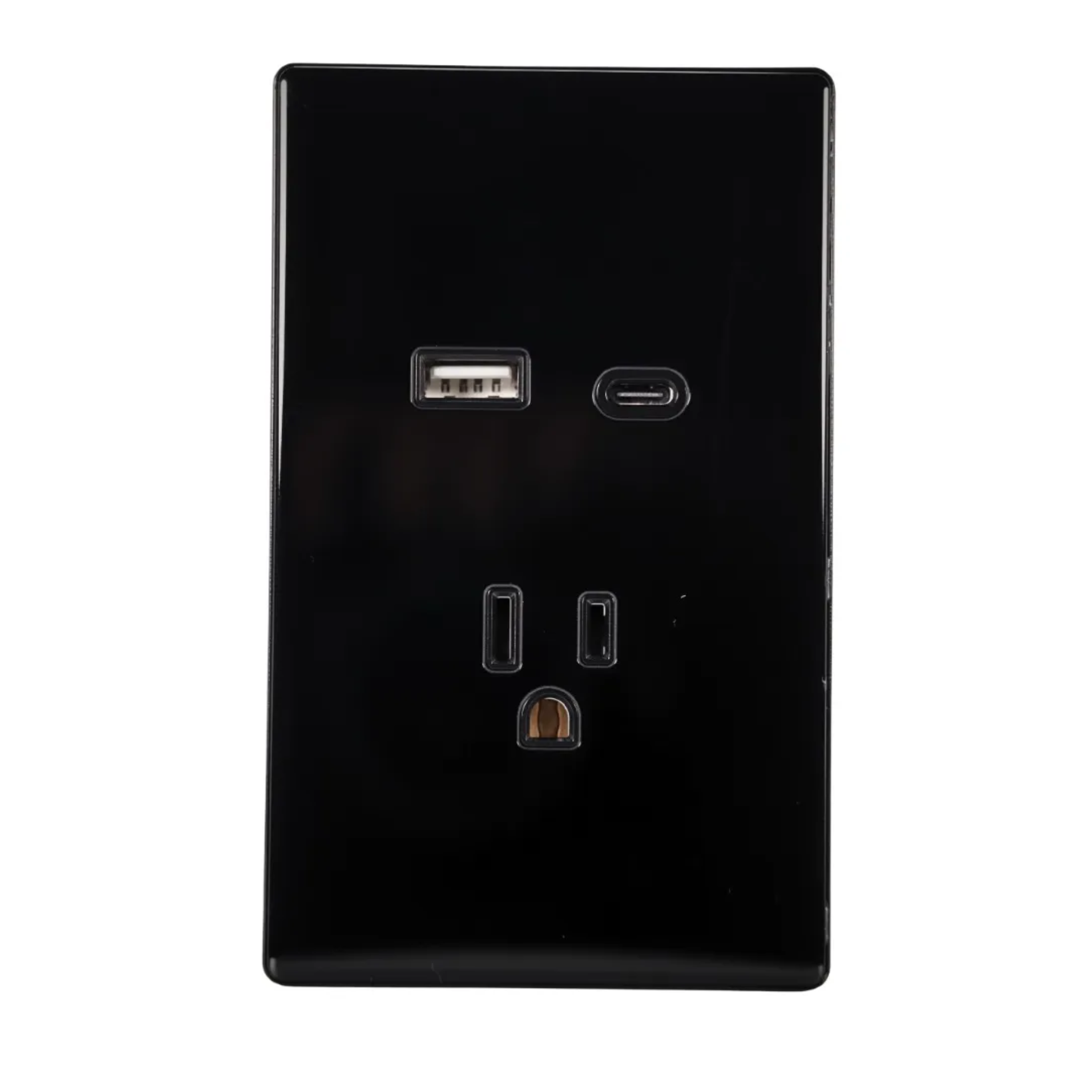 VALO | Placa con Contacto USB y USB-C Carga Rápida Slim Cristal Negro