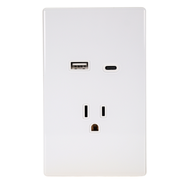 VALO | Placa con Contacto USB y USB-C Carga Rápida Slim Cristal blanco