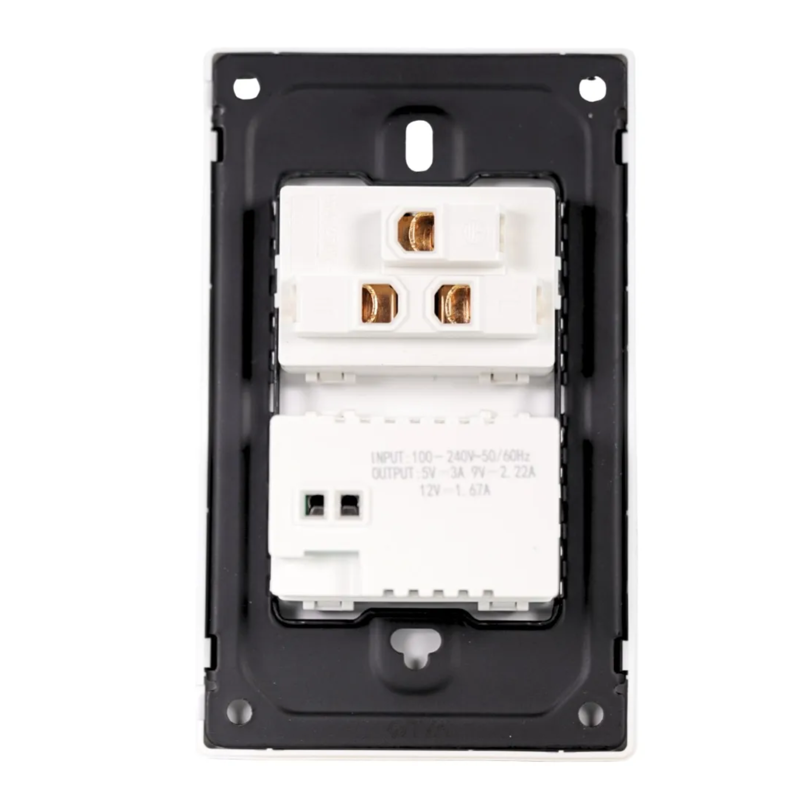 VALO | Placa con Contacto USB y USB-C Carga Rápida Slim Cristal blanco