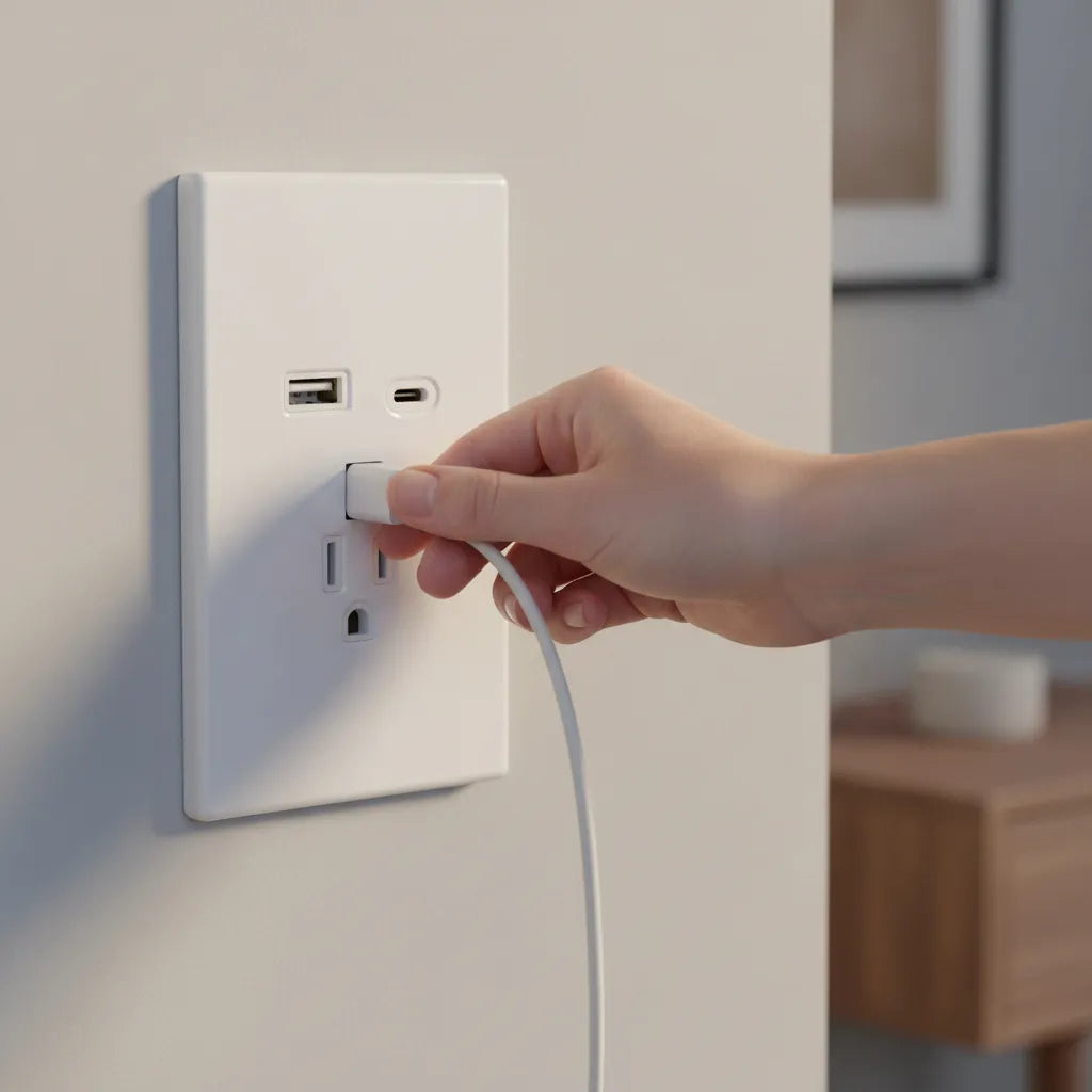 VALO | Placa con Contacto USB y USB-C Carga Rápida Slim Cristal blanco