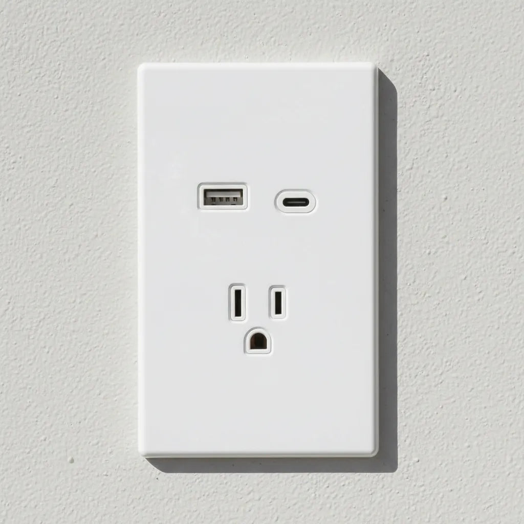 VALO | Placa con Contacto USB y USB-C Carga Rápida Slim Cristal blanco