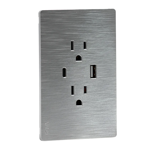 VALO | Placa Slim con Contacto Dúplex un USB y un USB-C
