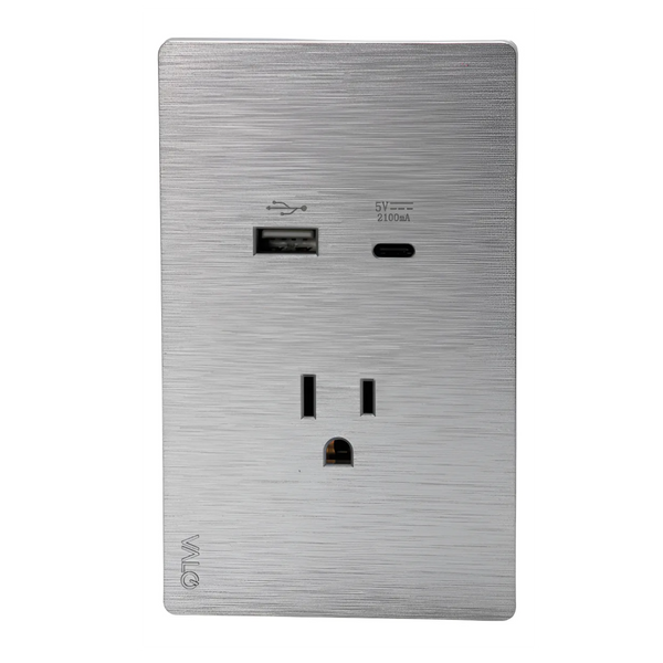 VALO | Placa Slim con un Contacto un USB y un USB-C